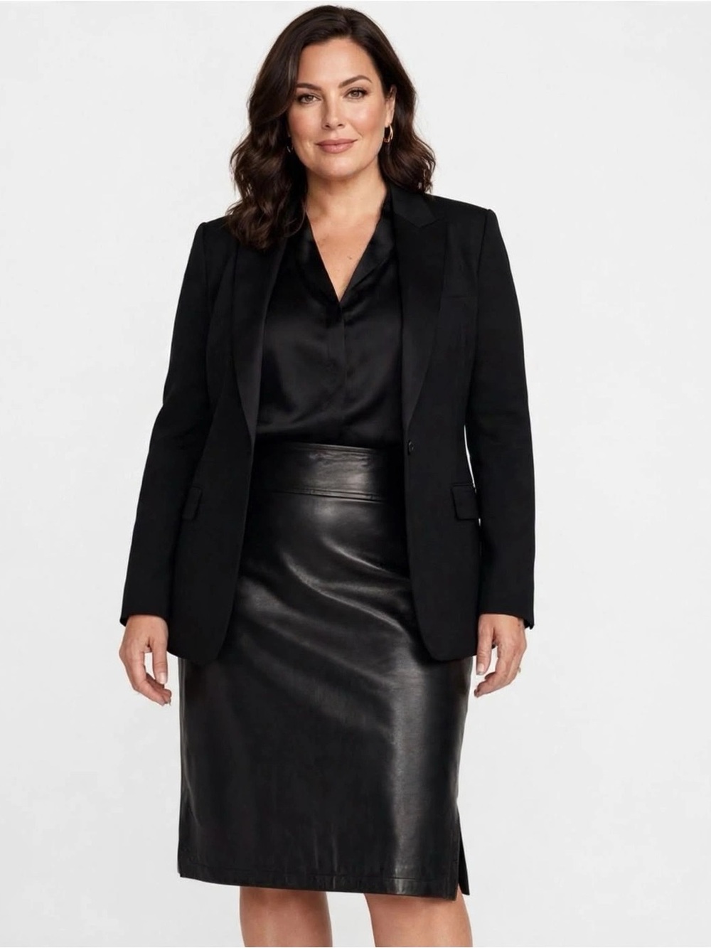 NWOT St. John Black Leather Skirt Open to offers